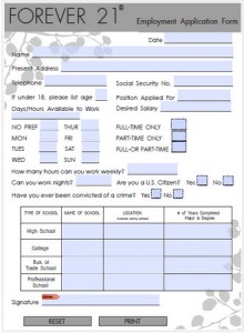 forever 21 app form