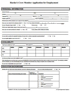 Hardeeâ€™s Employment Job Application