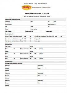 Denny's Application Form